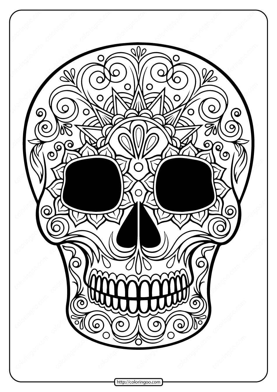 printable sugar skull pdf coloring pages 05