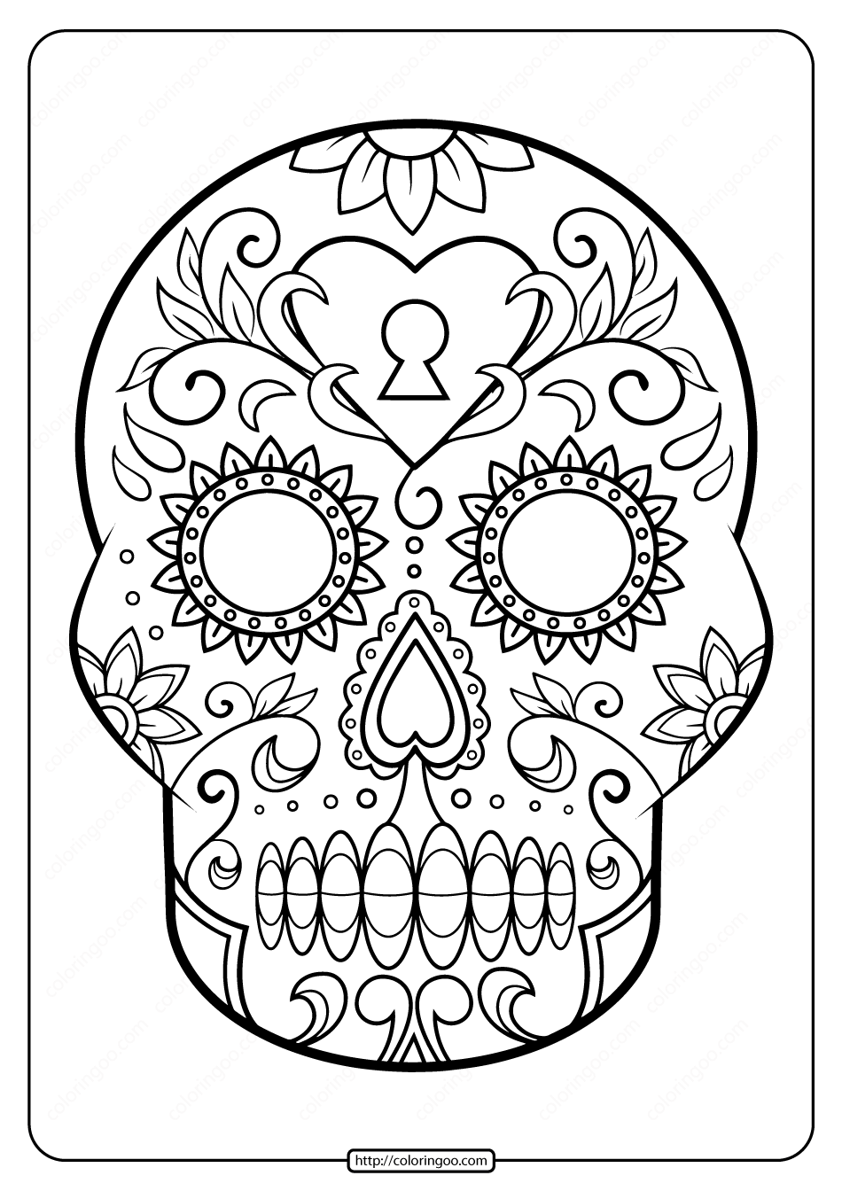 printable sugar skull pdf coloring pages 06
