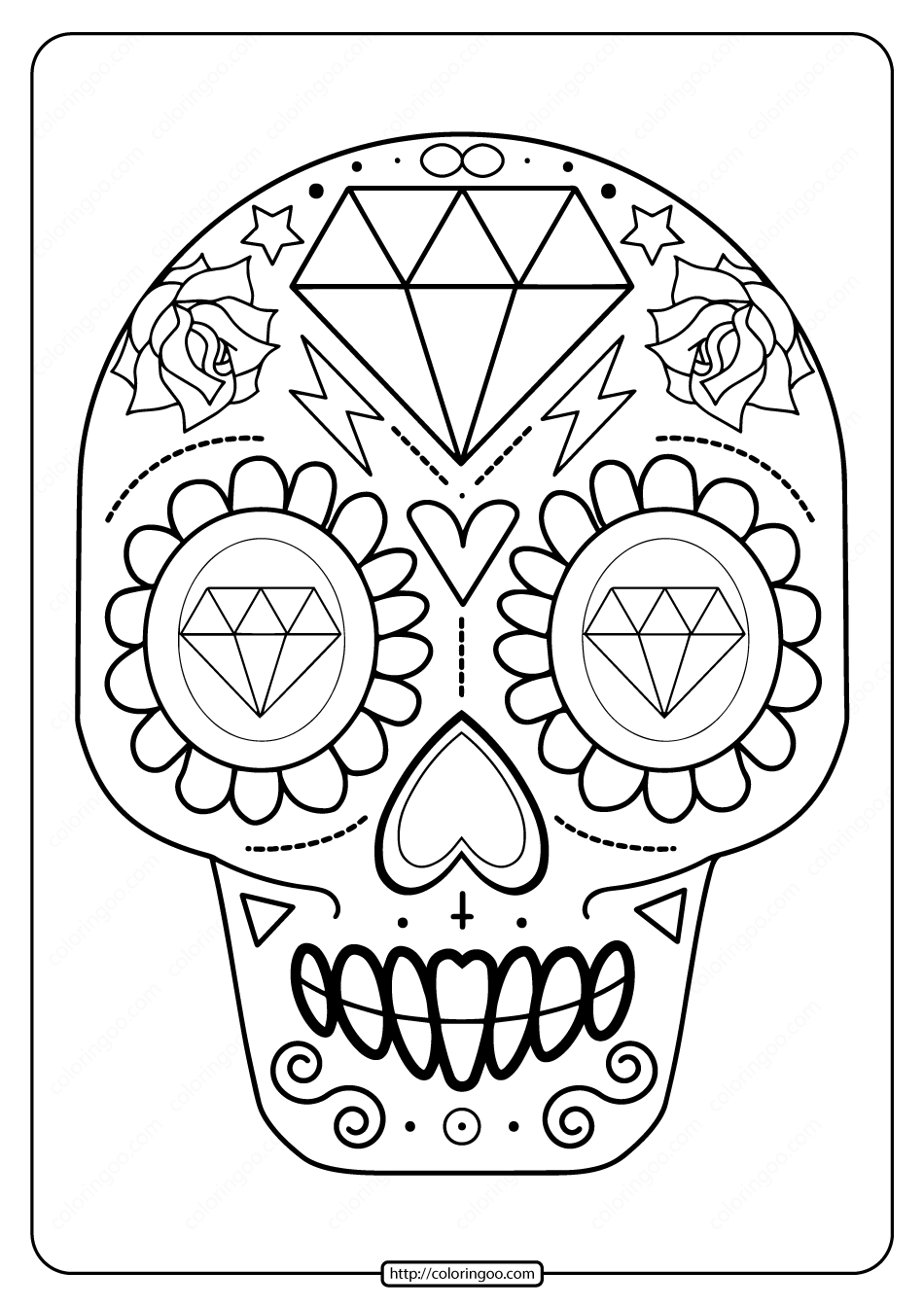 printable sugar skull pdf coloring pages 08