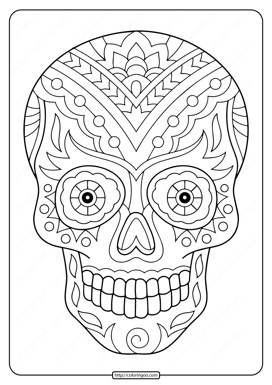 printable sugar skull pdf coloring pages 09