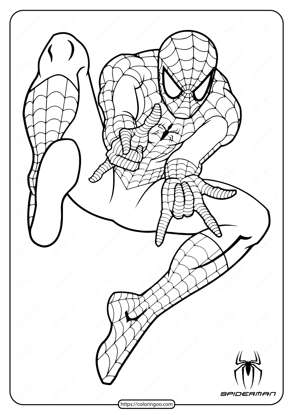 free printable spiderman hero coloring page