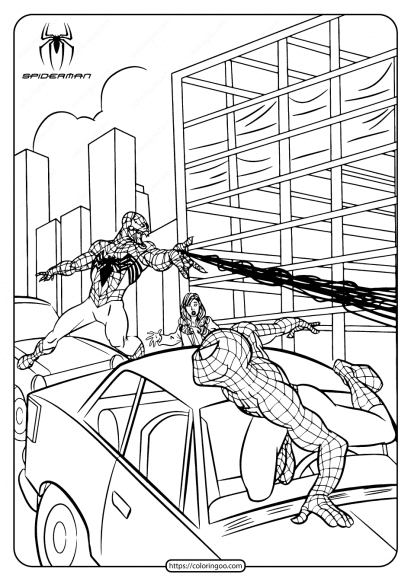 marvel black spiderman fighting coloring page