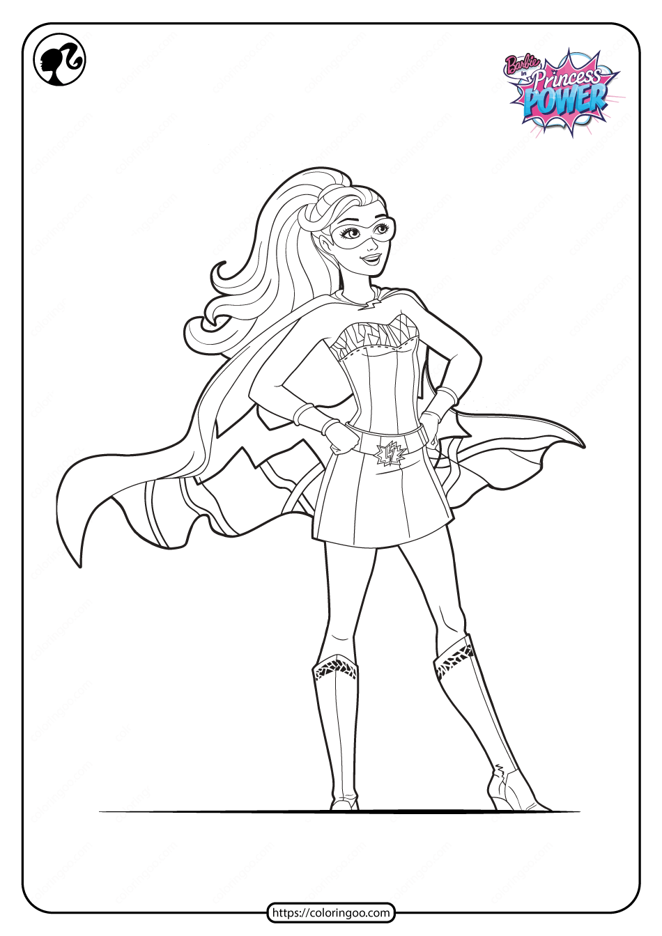 Barbie in Princess Power Coloring Pages for Kids