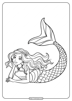 printable cute barbie mermaid coloring page for girls