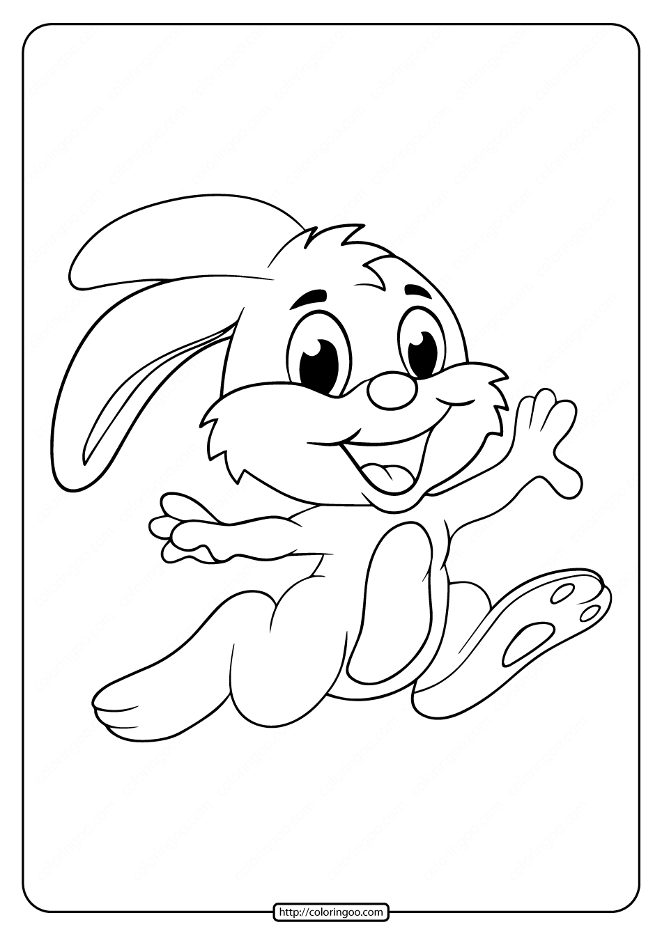 printable cute rabbit jumping coloring page