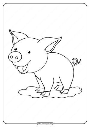 printable laughing pig coloring page for kids