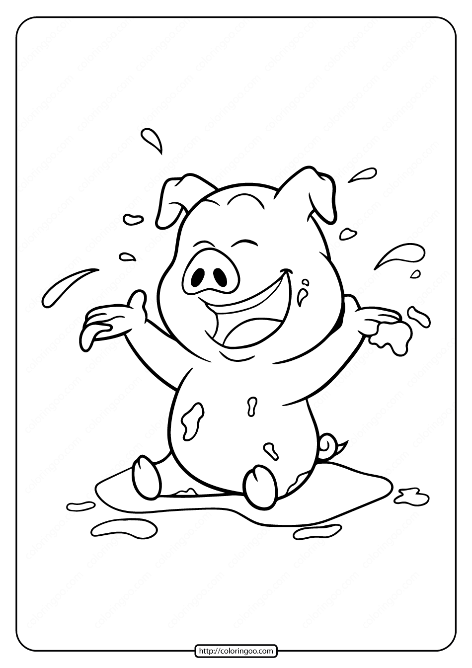 printable pig play on ground loam coloring page