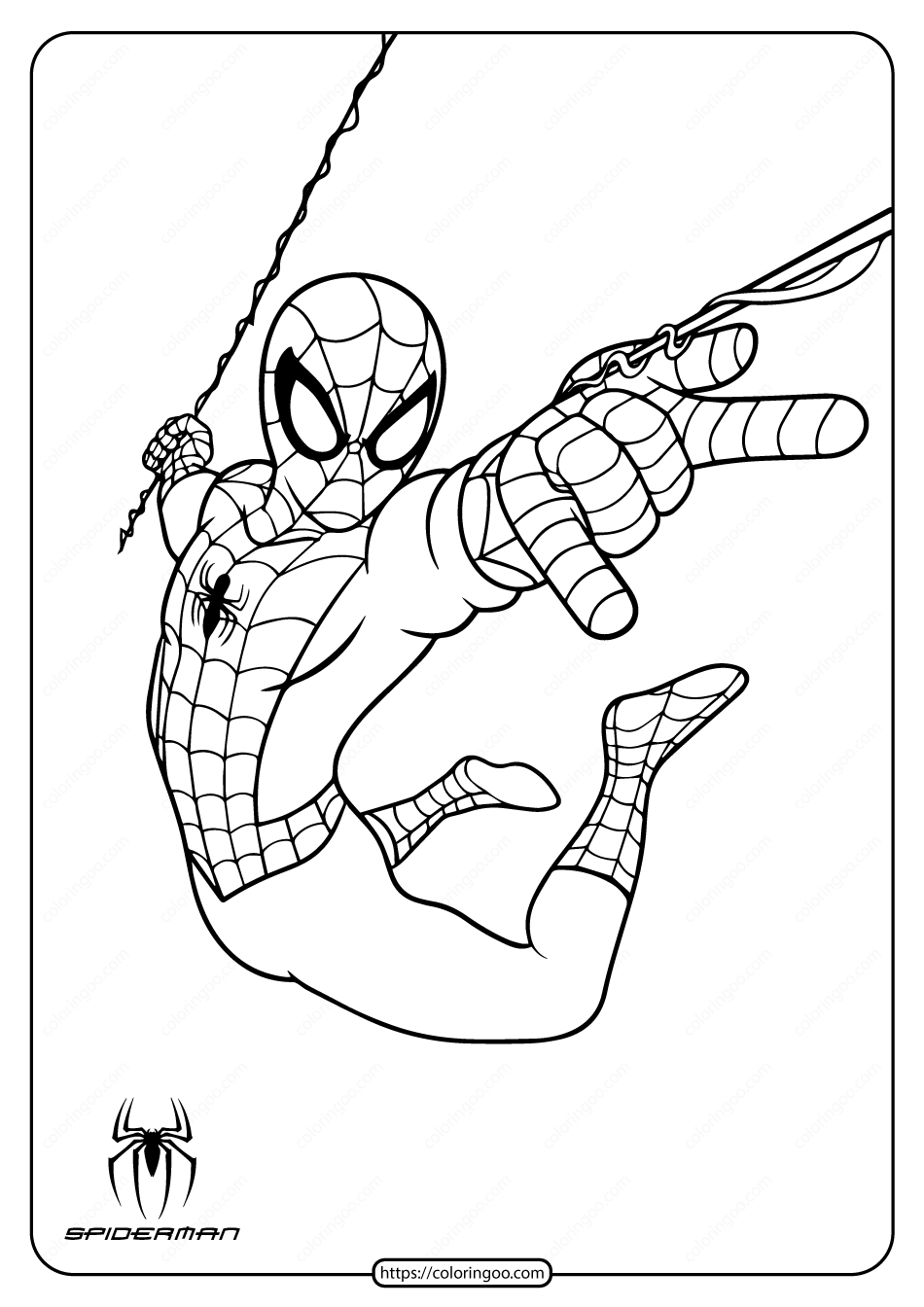 printable spiderman in action coloring page