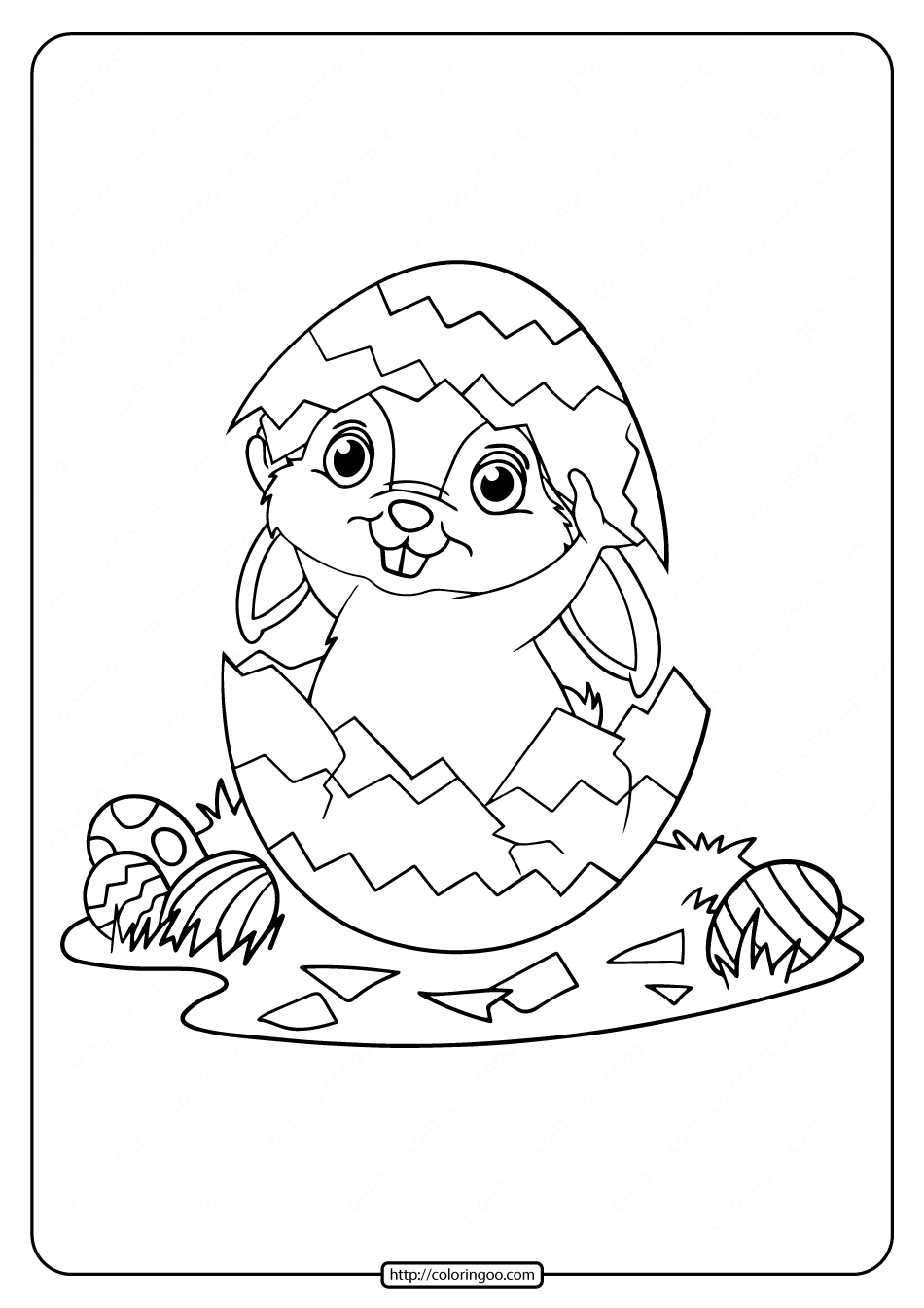 rabbit playing easter egg coloring pages