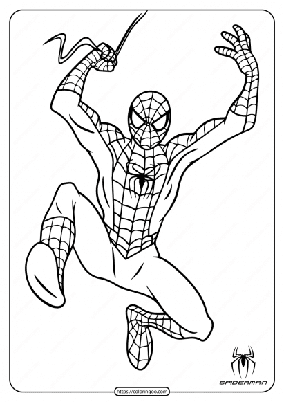 spiderman coloring pages hanging from web