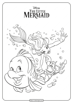 ariel flounder and sebastian coloring pages
