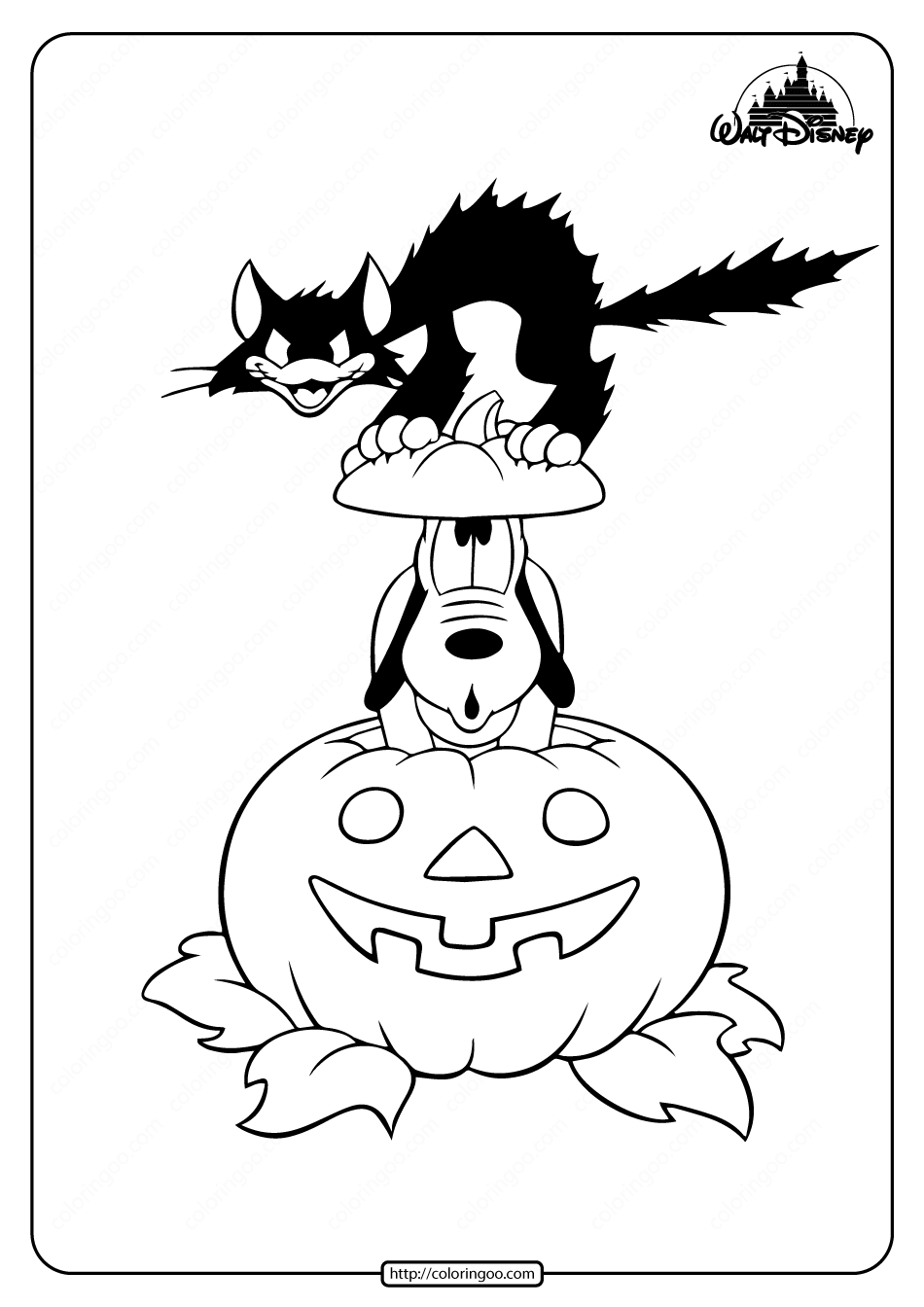 disney pluto halloween coloring pages