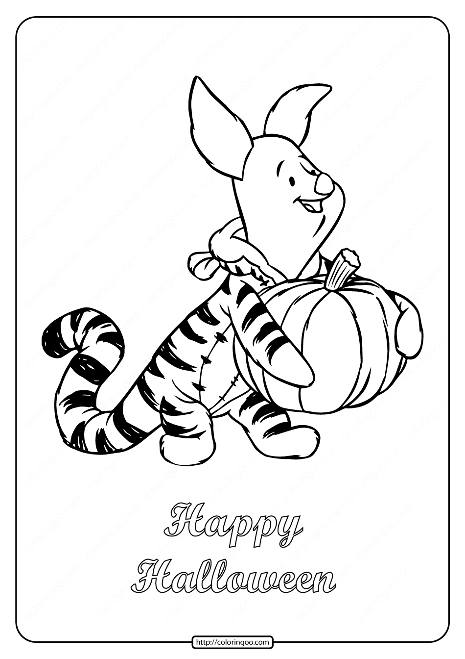 happy halloween piglet coloring pages