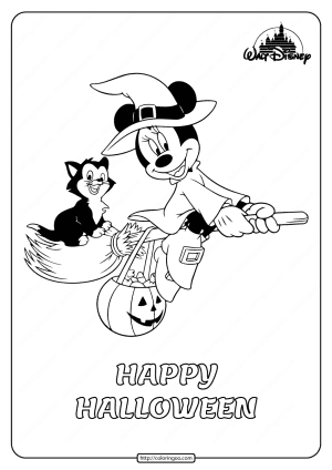 minnie mouse happy halloween coloring page