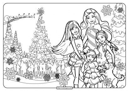 printable barbie perfect christmas coloring pages 04