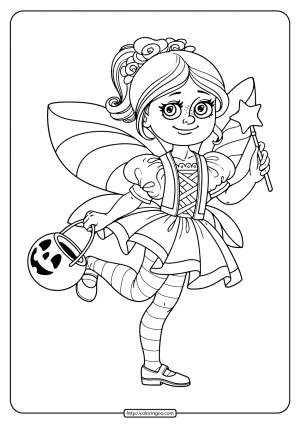 printable girl in fairy costume coloring pages