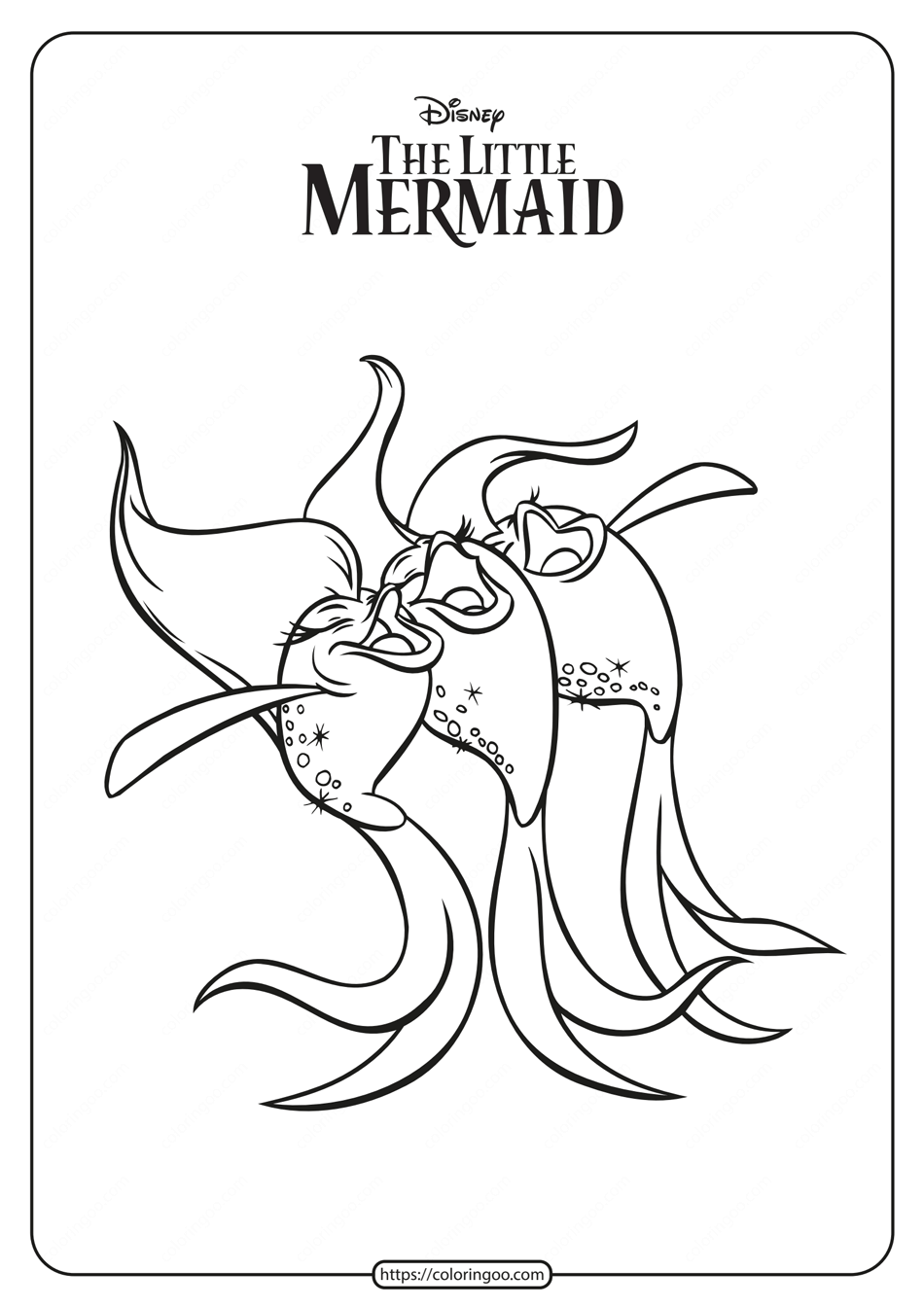printable the little mermaid fishes sing coloring