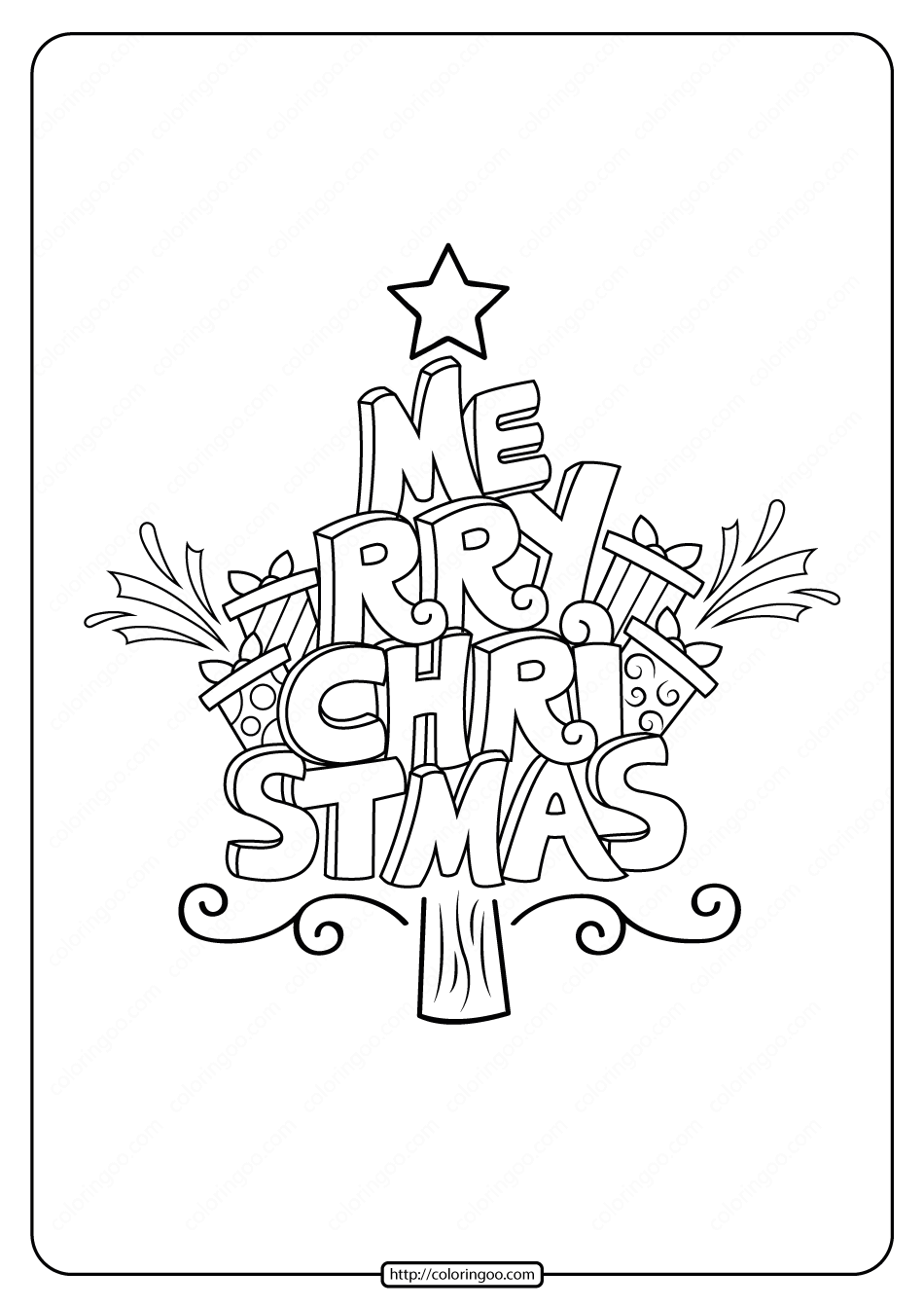 merry christmas tree coloring pages