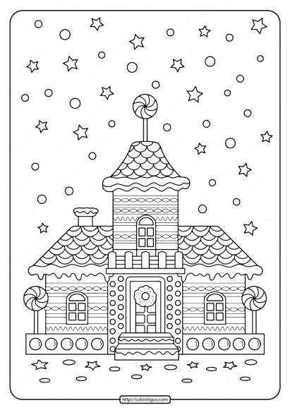 printable gingerbread house adult coloring pages
