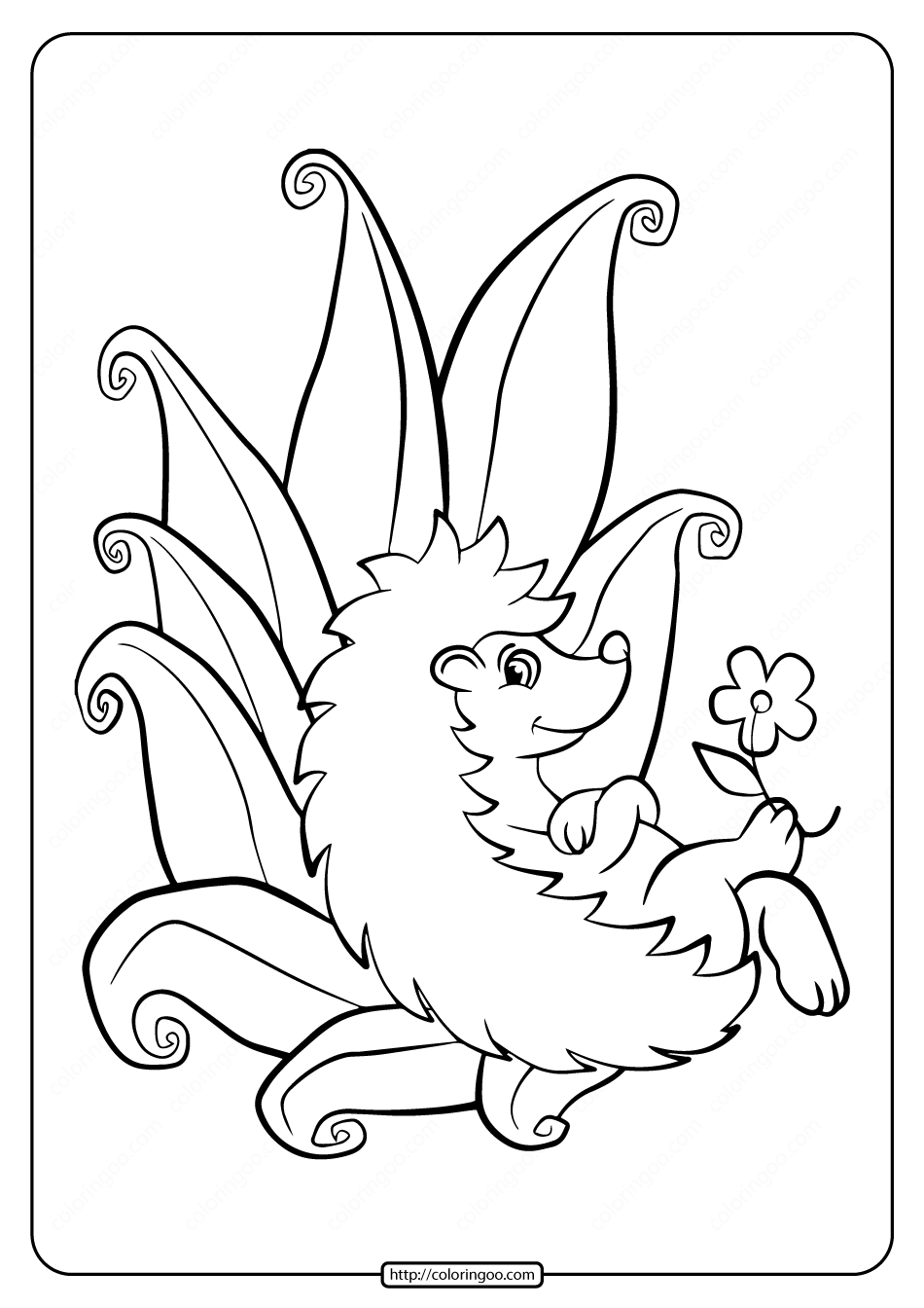 printable hedgehog in the forest coloring pages