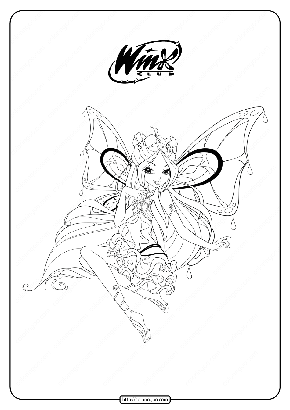printable winx club enchantix flora coloring pages