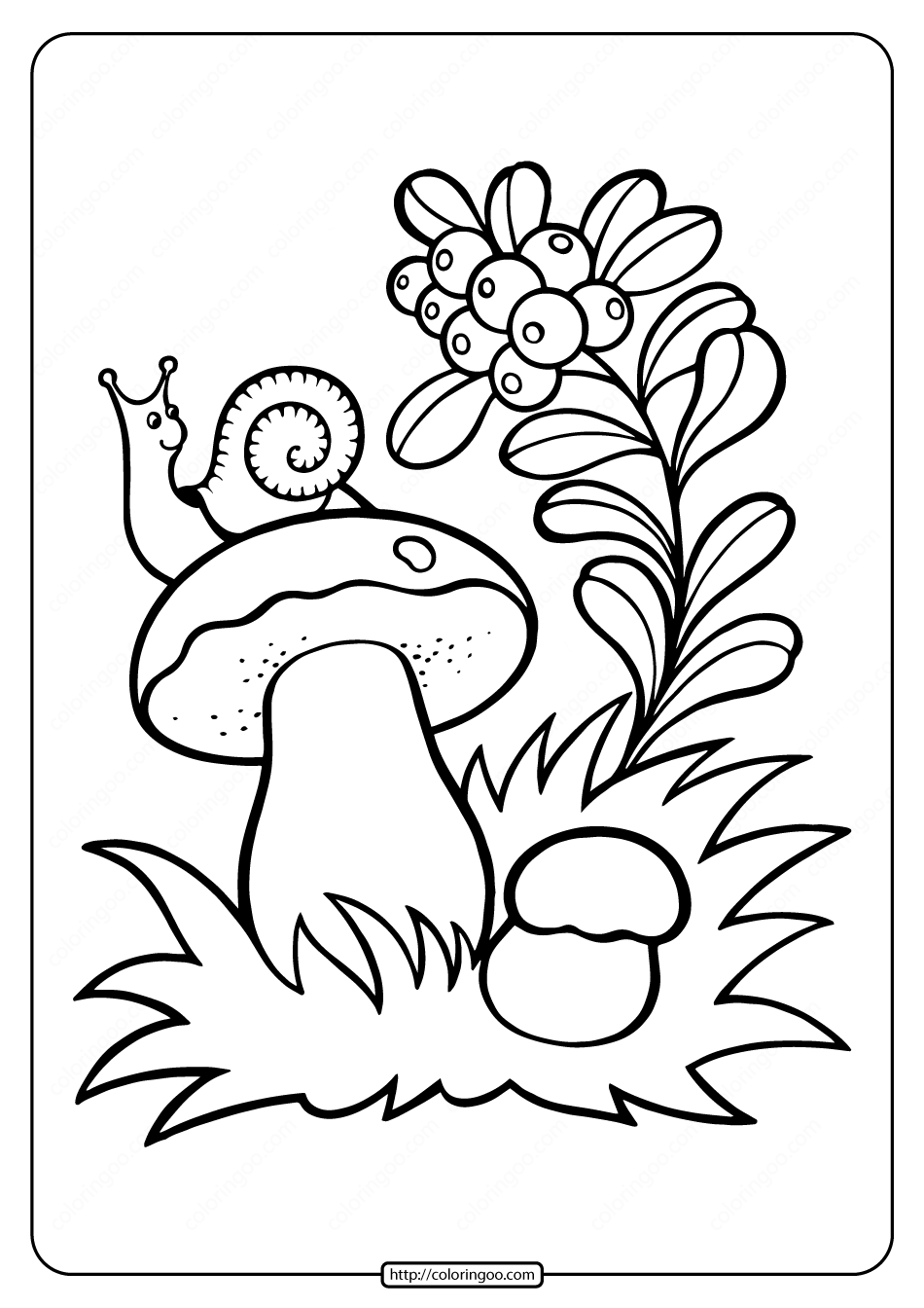 snail on the mushroom coloring pages