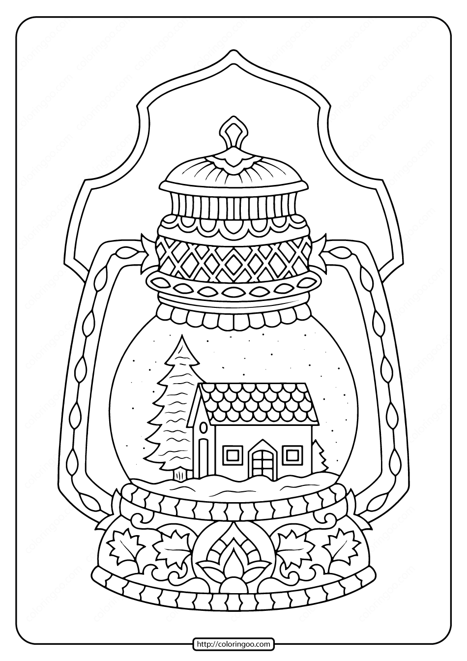 winter snow globe adult coloring pages