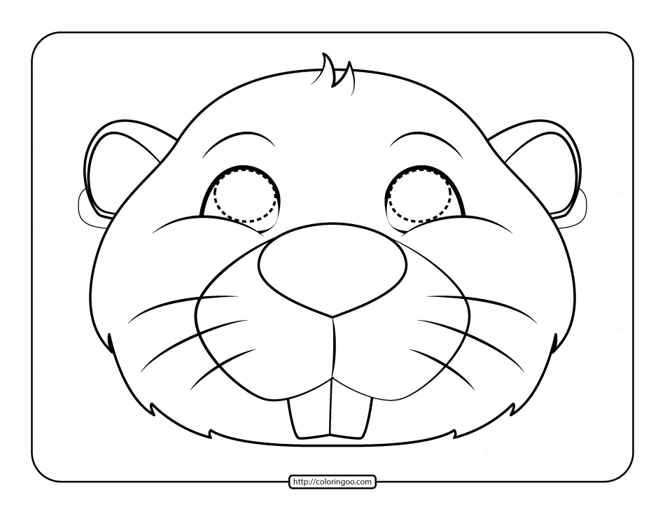 beaver mask coloring page