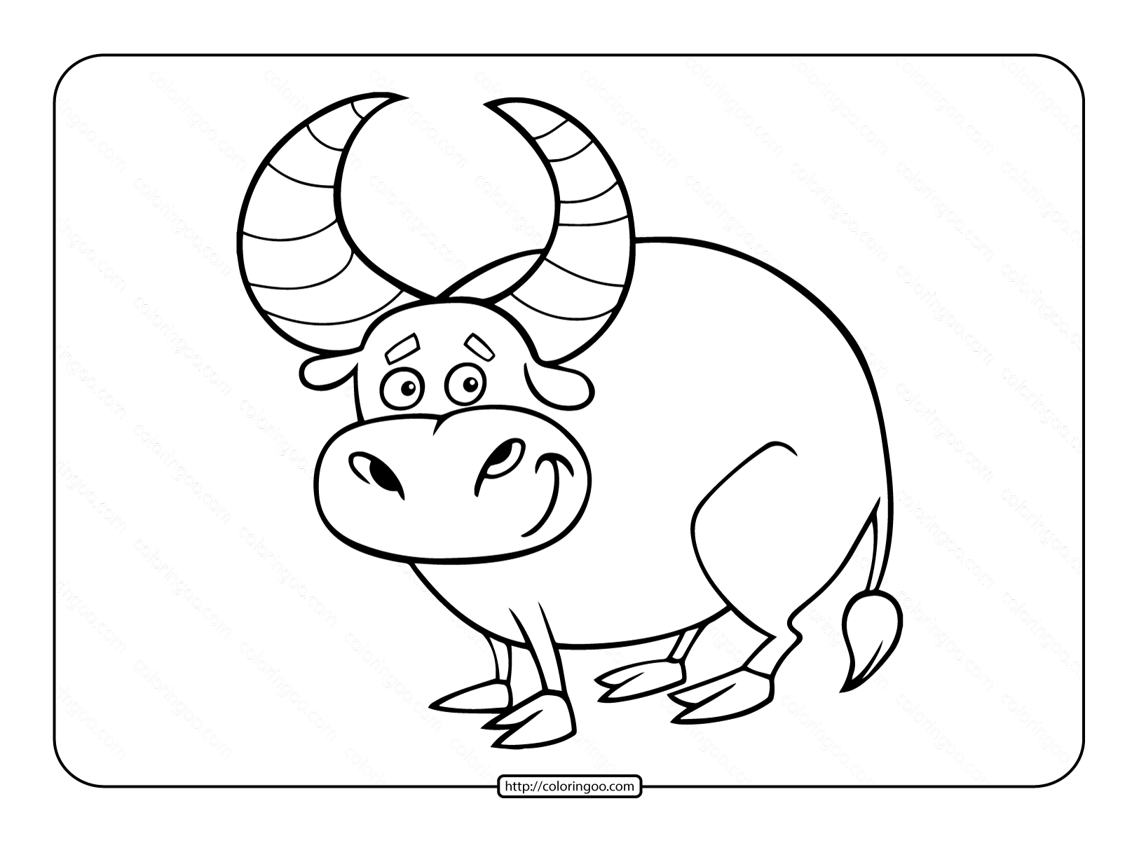 big horned bull coloring page