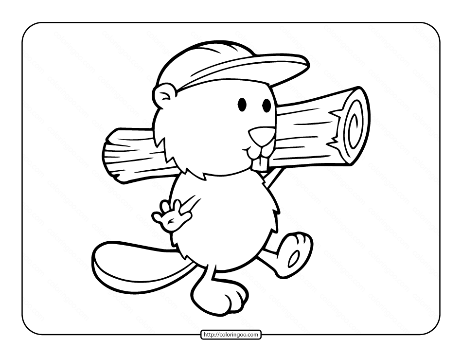 builder beaver coloring page