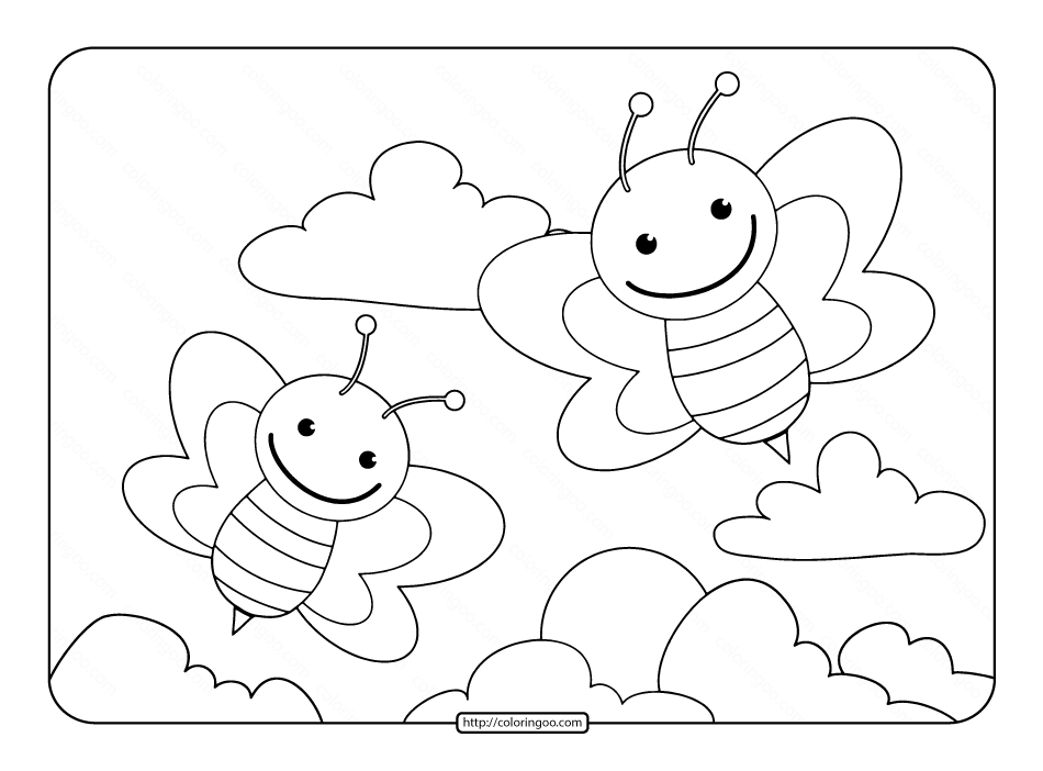 cute bees coloring pages