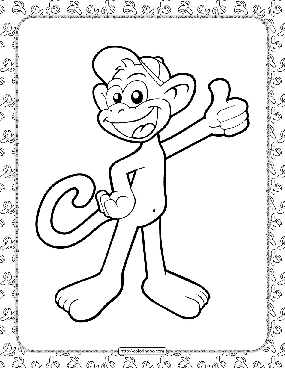 cute cartoon monkey coloring page