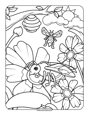 Bee and Honey Adult Coloring Pages