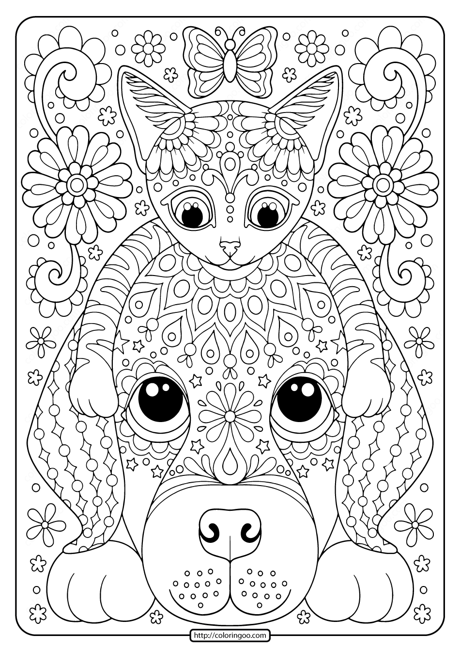 free printable cat and dog coloring pages