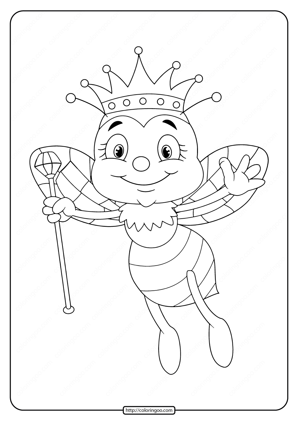 free printable queen bee coloring page