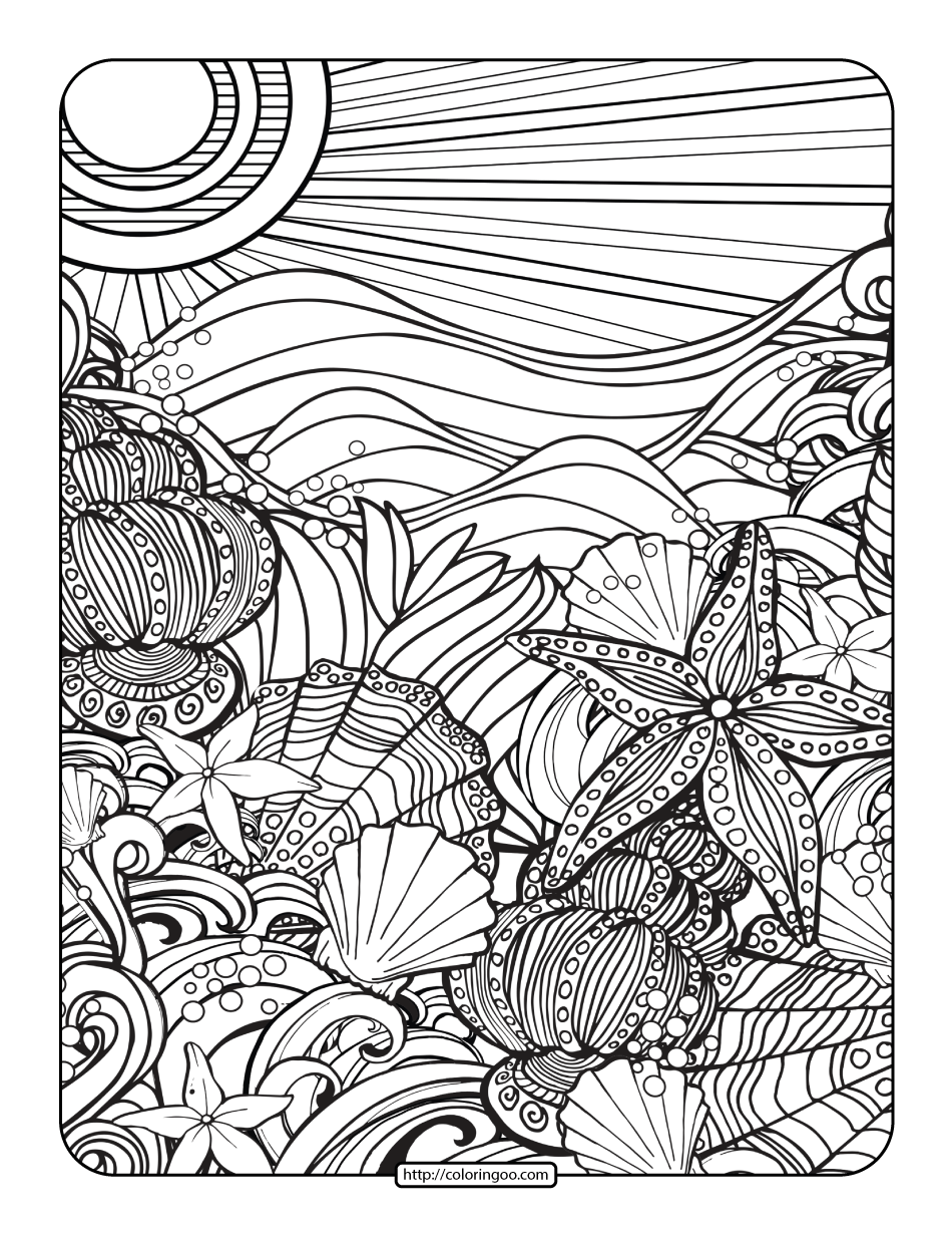 free printables beach coloring page for adults