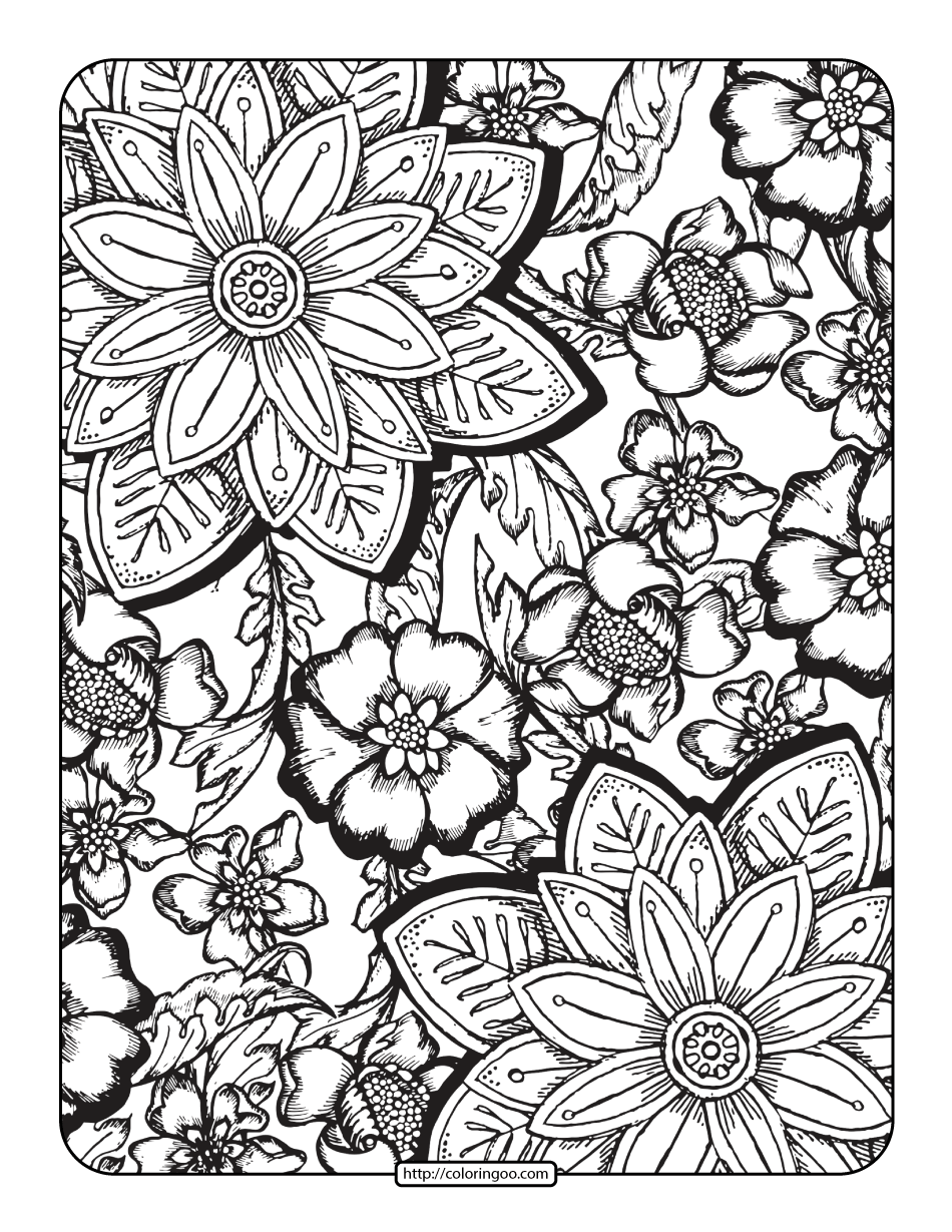 free printables floral coloring page for adults