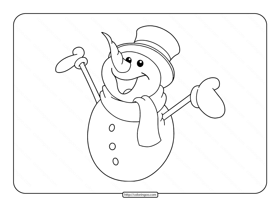 happy new year snowman coloring page