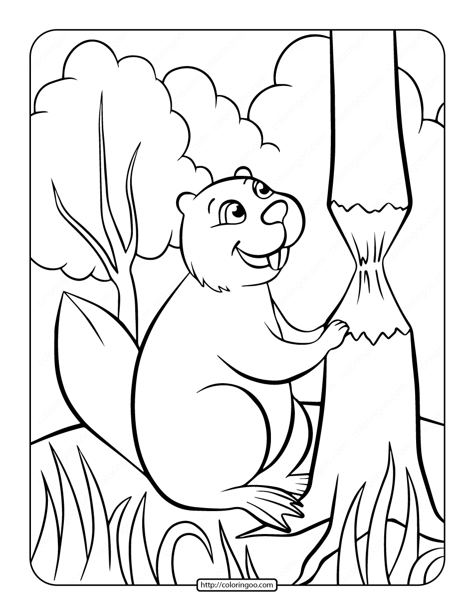 printable beaver coloring page