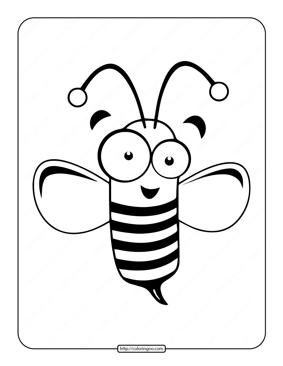 printable cute bee coloring page