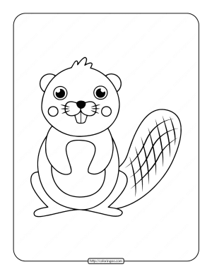 simple big toothed beaver coloring page