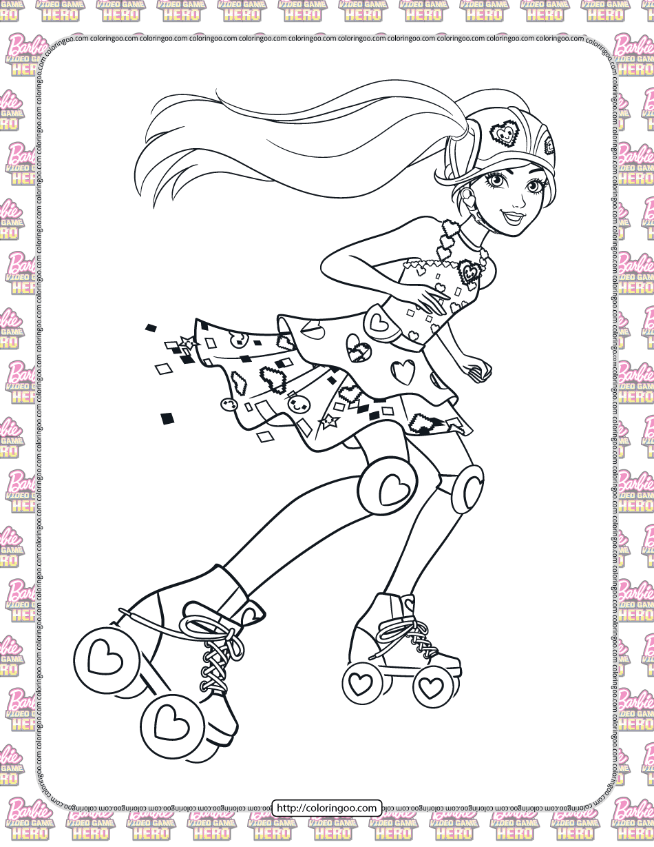 barbie video game hero coloring pages for girls