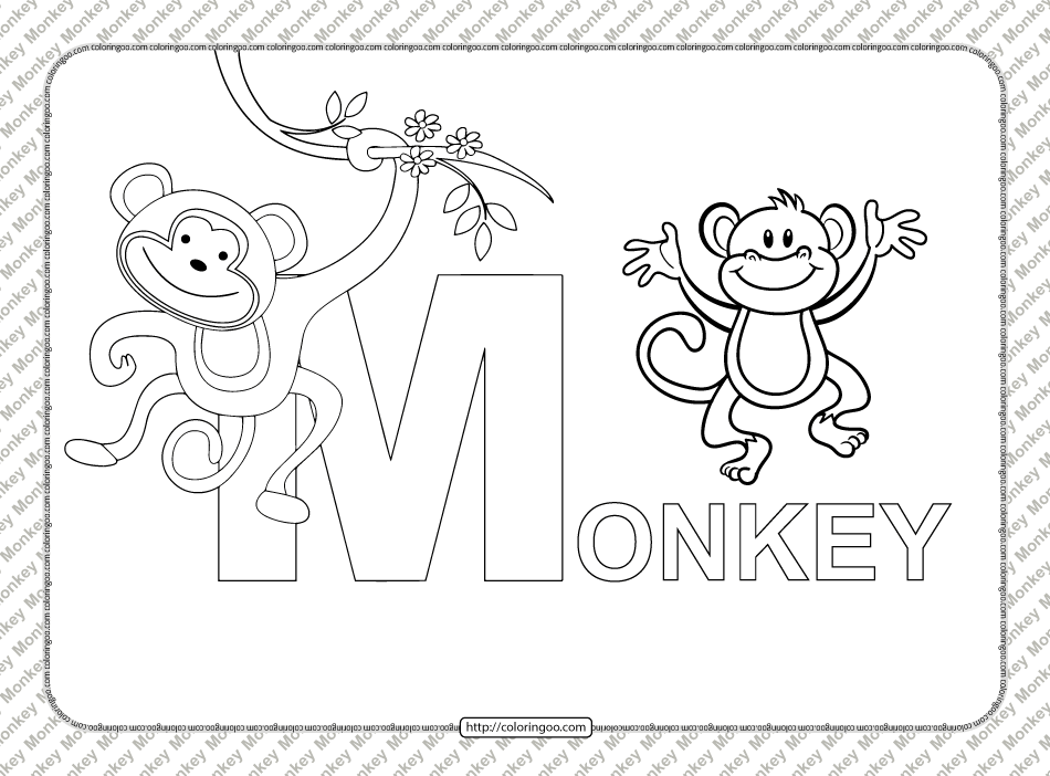 cartoon monkey word coloring page