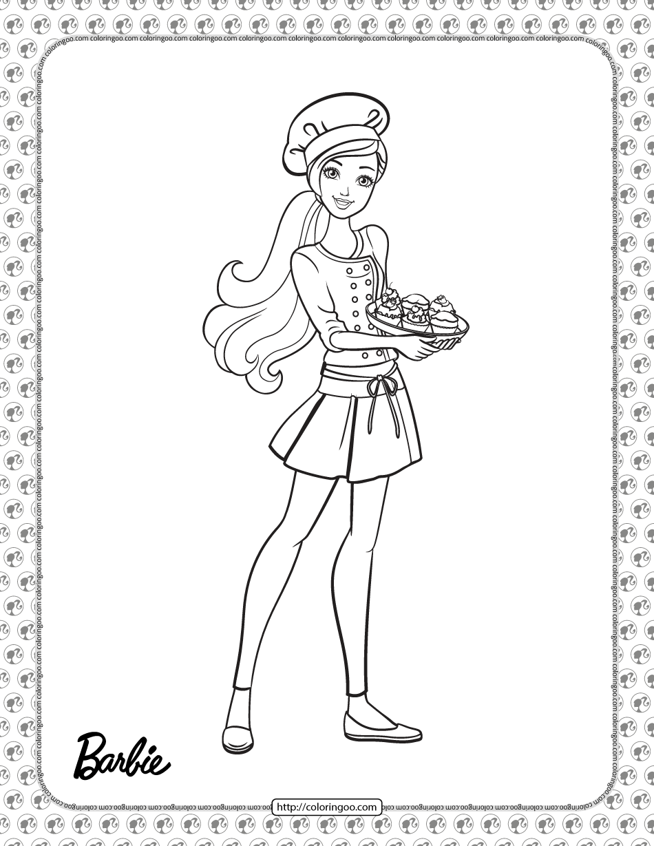 Chef Barbie Coloring Page