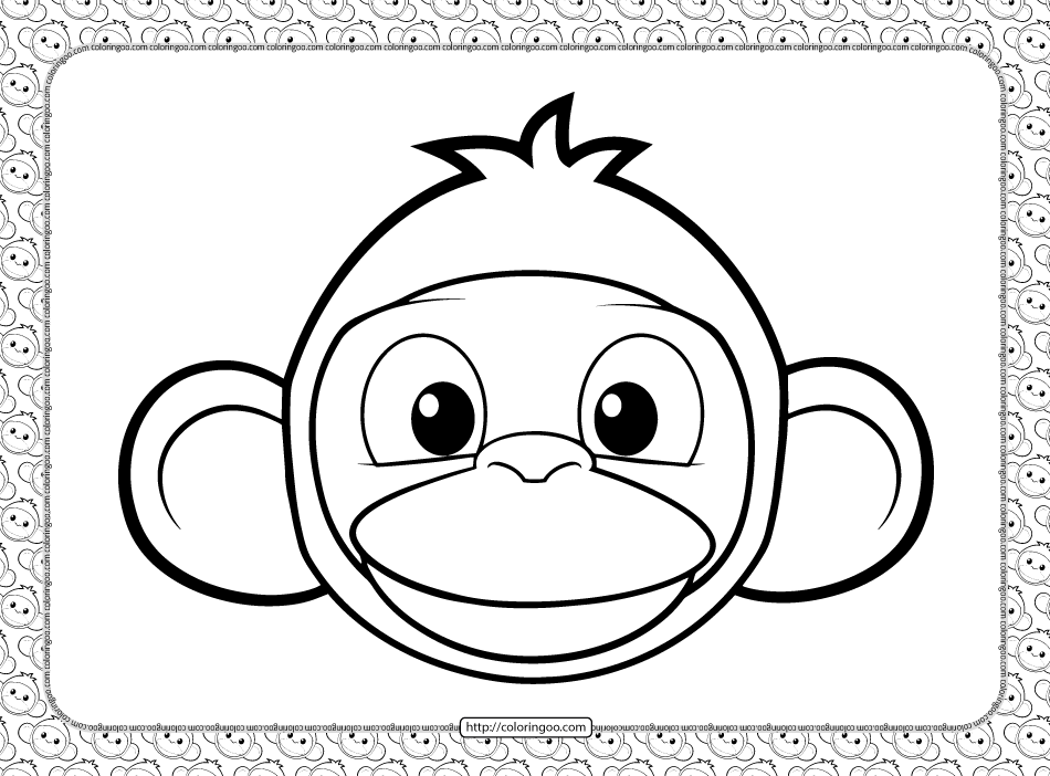 cute monkey head coloring page