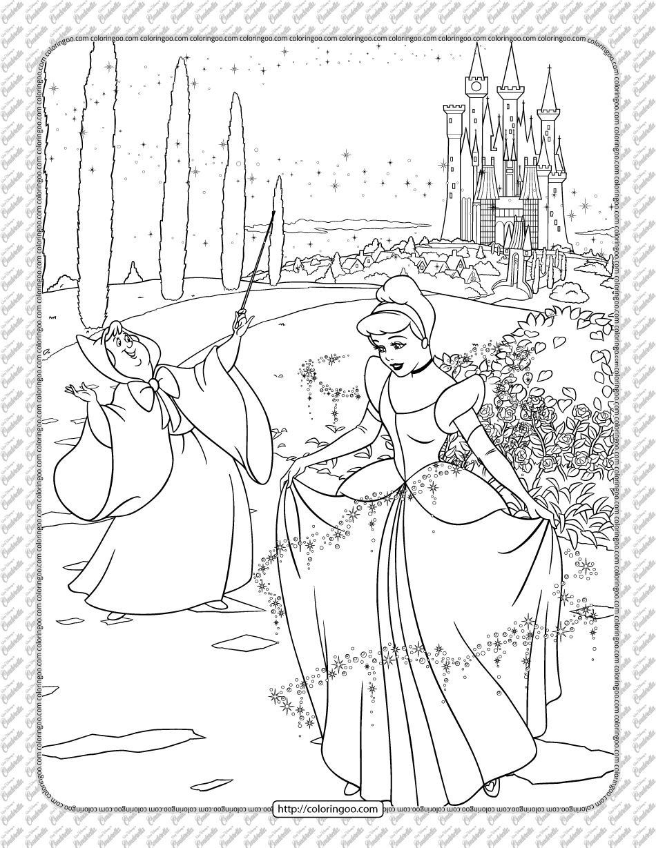 disney cinderella fairy godmother coloring page