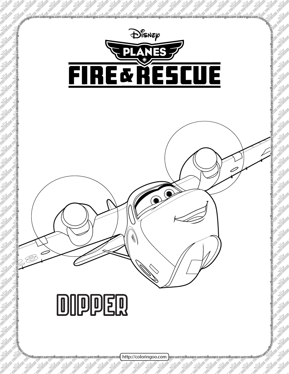 disney planes fire and rescue dipper coloring page