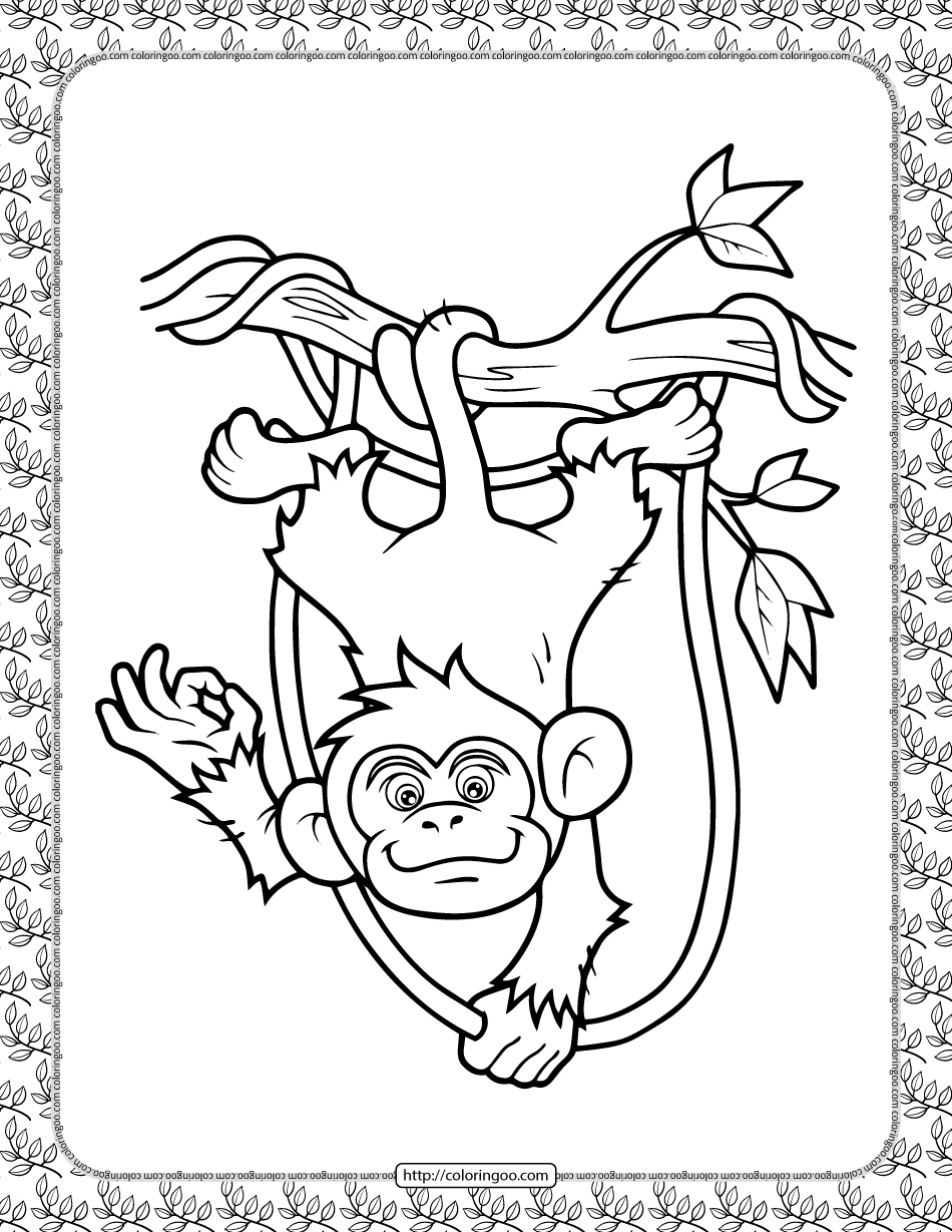 monket in the branch coloring page