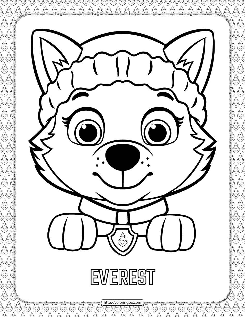 paw patrol cartoon everest head coloring page