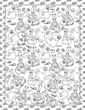 printable mr krabs coloring page